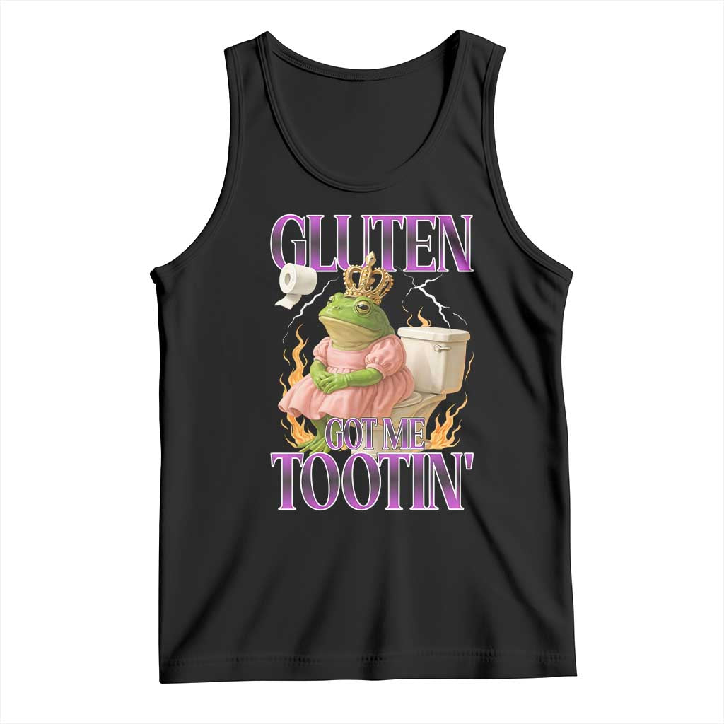 Funny Gluten Free Frog Princess Toilet Meme Tank Top Gluten Got Me Tootin TS02 Black Print Your Wear