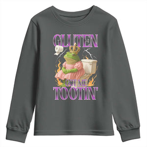 Funny Gluten Free Frog Princess Toilet Meme Youth Sweatshirt Gluten Got Me Tootin