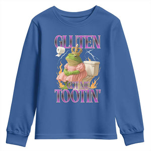 Funny Gluten Free Frog Princess Toilet Meme Youth Sweatshirt Gluten Got Me Tootin