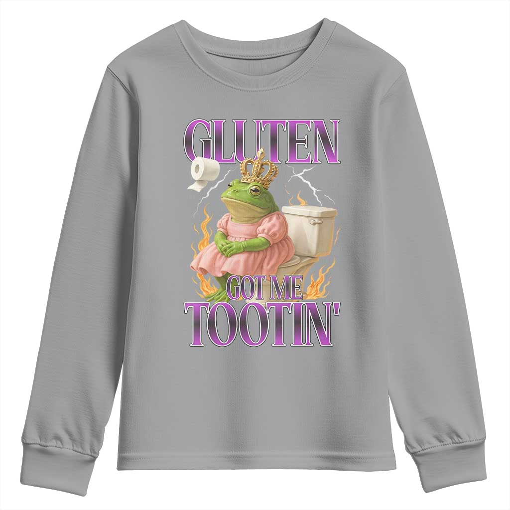 Funny Gluten Free Frog Princess Toilet Meme Youth Sweatshirt Gluten Got Me Tootin
