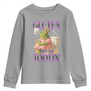 Funny Gluten Free Frog Princess Toilet Meme Youth Sweatshirt Gluten Got Me Tootin