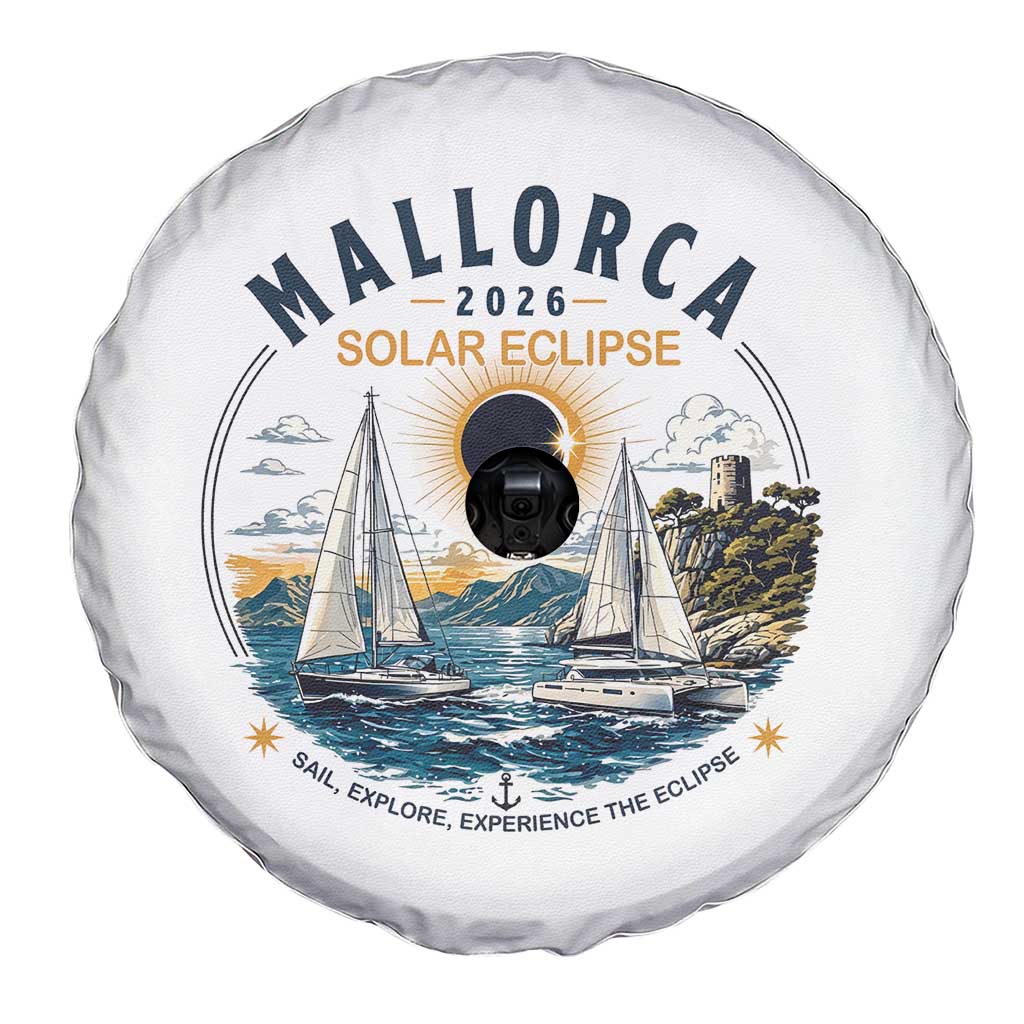 Mallorca Spain 2026 Total Solar Eclipse Spare Tire Cover Sailing Cruise Totality Sail Explore Experience Travel Souvenir