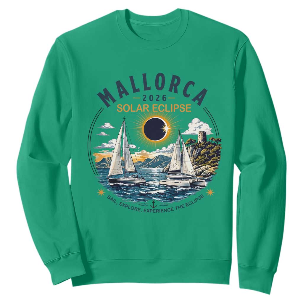 Mallorca Spain 2026 Total Solar Eclipse Sweatshirt Sailing Cruise Totality Sail Explore Experience Travel Souvenir