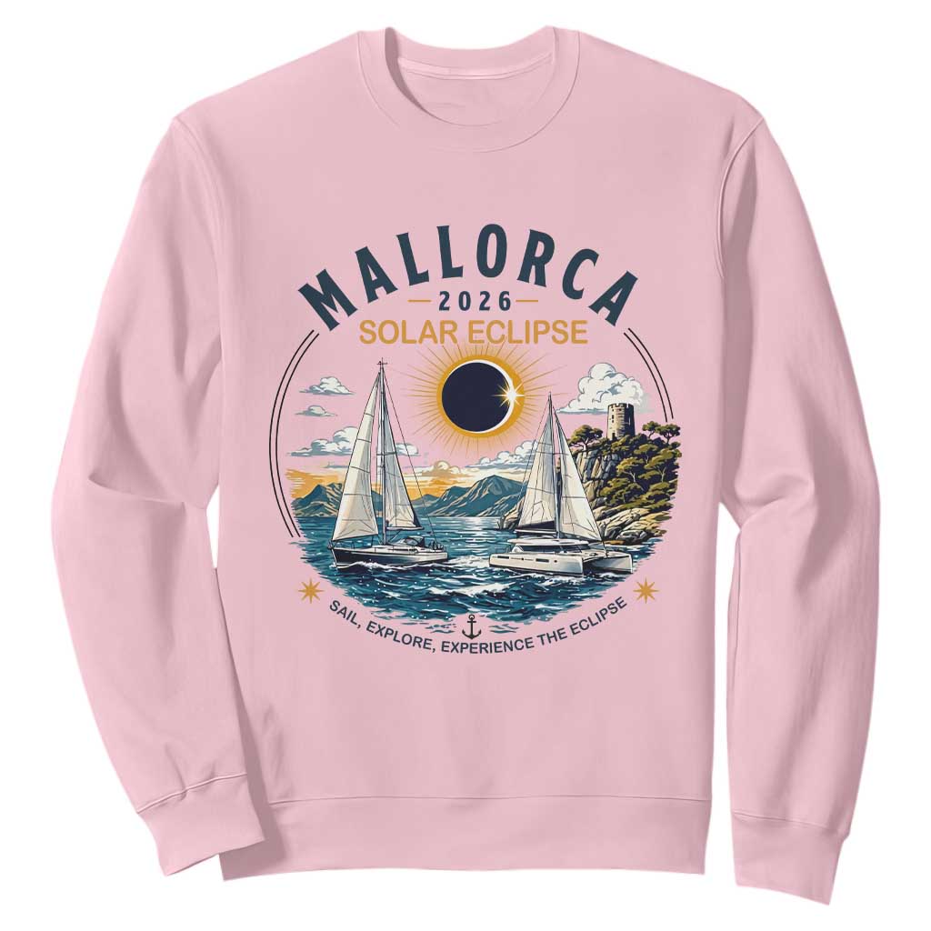 Mallorca Spain 2026 Total Solar Eclipse Sweatshirt Sailing Cruise Totality Sail Explore Experience Travel Souvenir