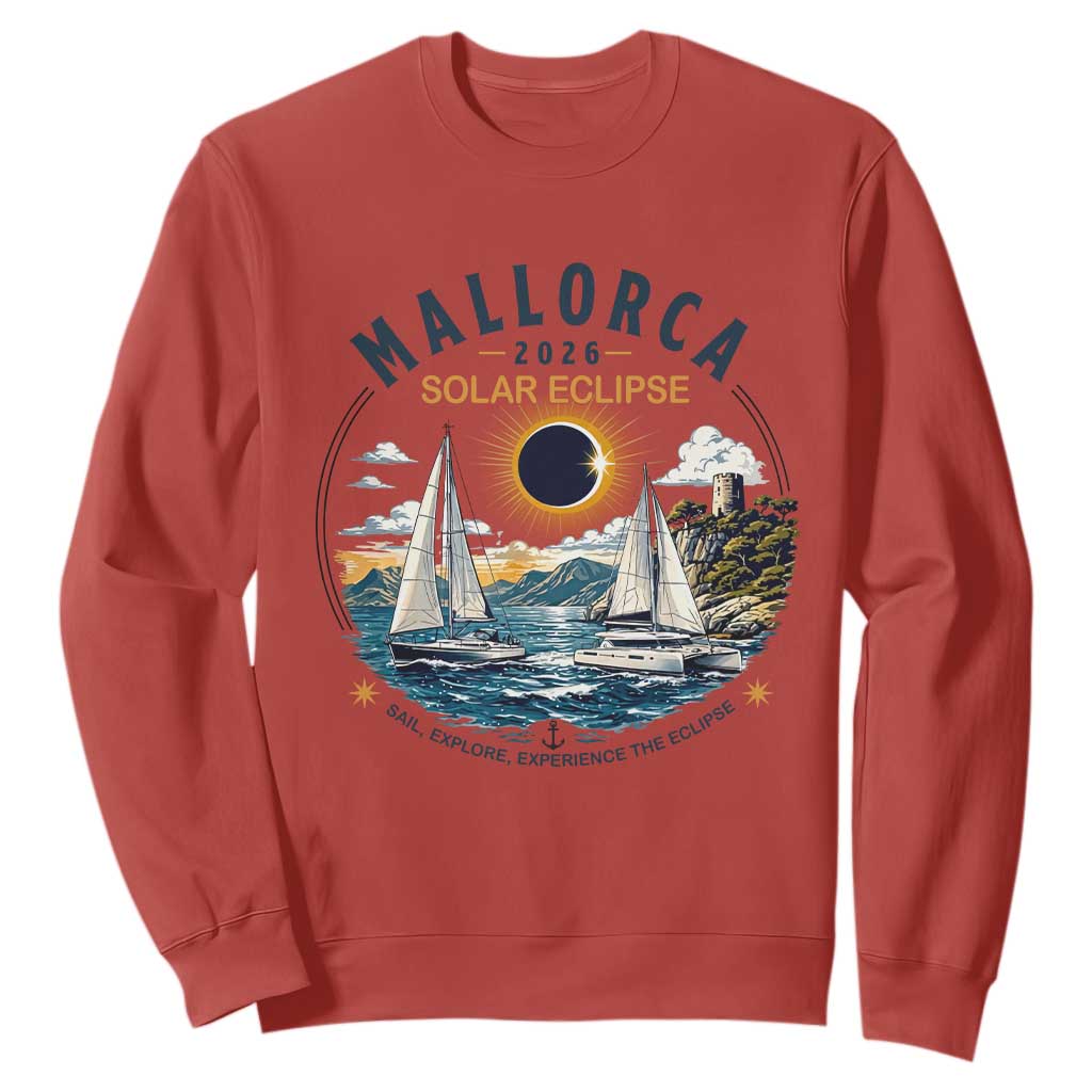 Mallorca Spain 2026 Total Solar Eclipse Sweatshirt Sailing Cruise Totality Sail Explore Experience Travel Souvenir