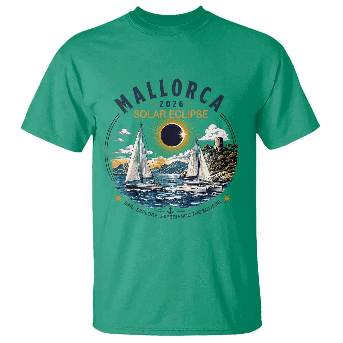 Mallorca Spain 2026 Total Solar Eclipse T Shirt Sailing Cruise Totality Sail Explore Experience Travel Souvenir