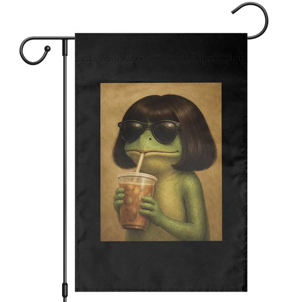 Funny Frog Bob Haircut Renaissance Painting Meme Garden Flag TS02 Black Print Your Wear