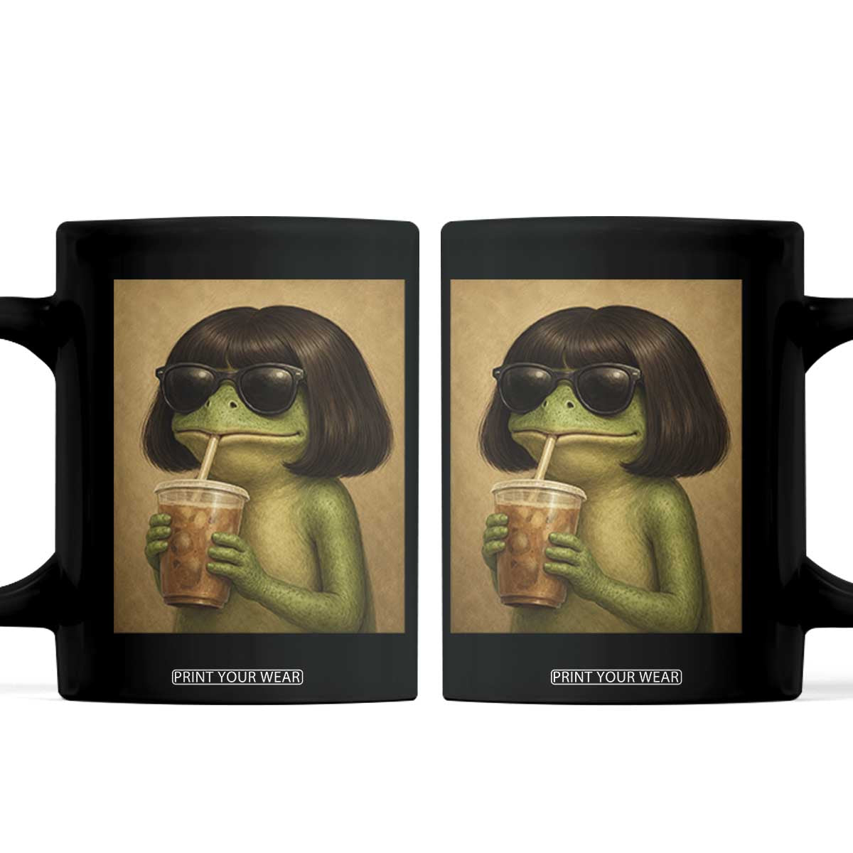 Funny Frog Bob Haircut Renaissance Painting Meme Coffee Mug TS02 Black Print Your Wear