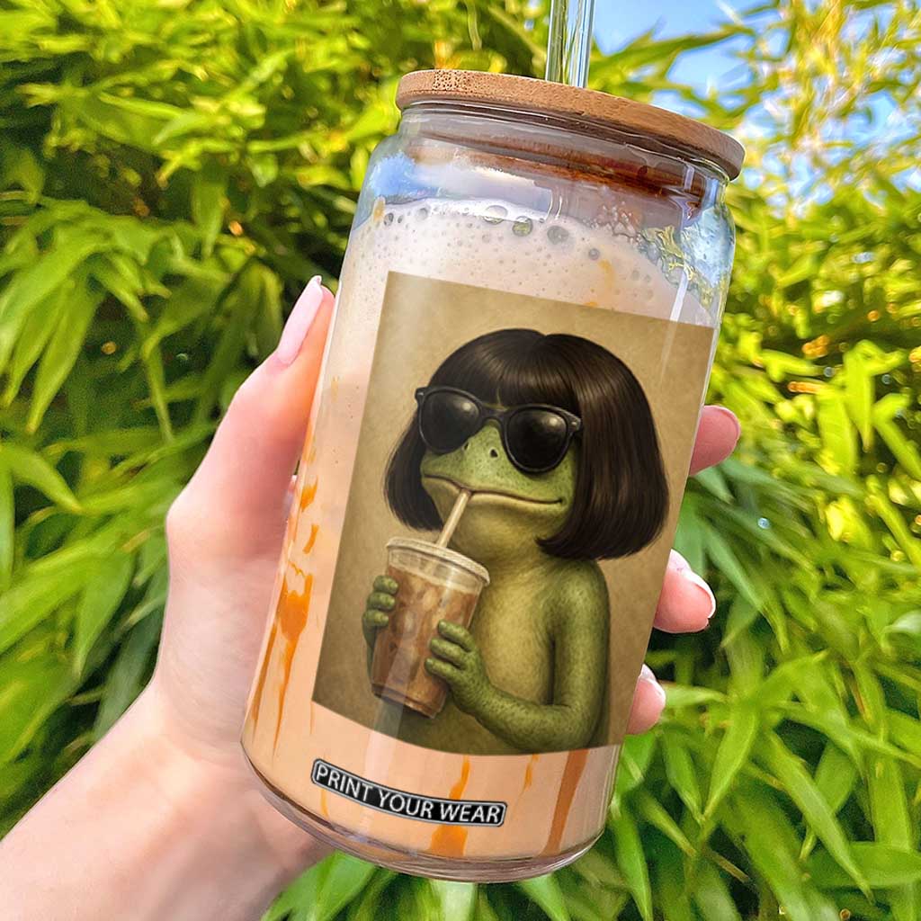 Funny Frog Bob Haircut Renaissance Painting Meme Glass Can