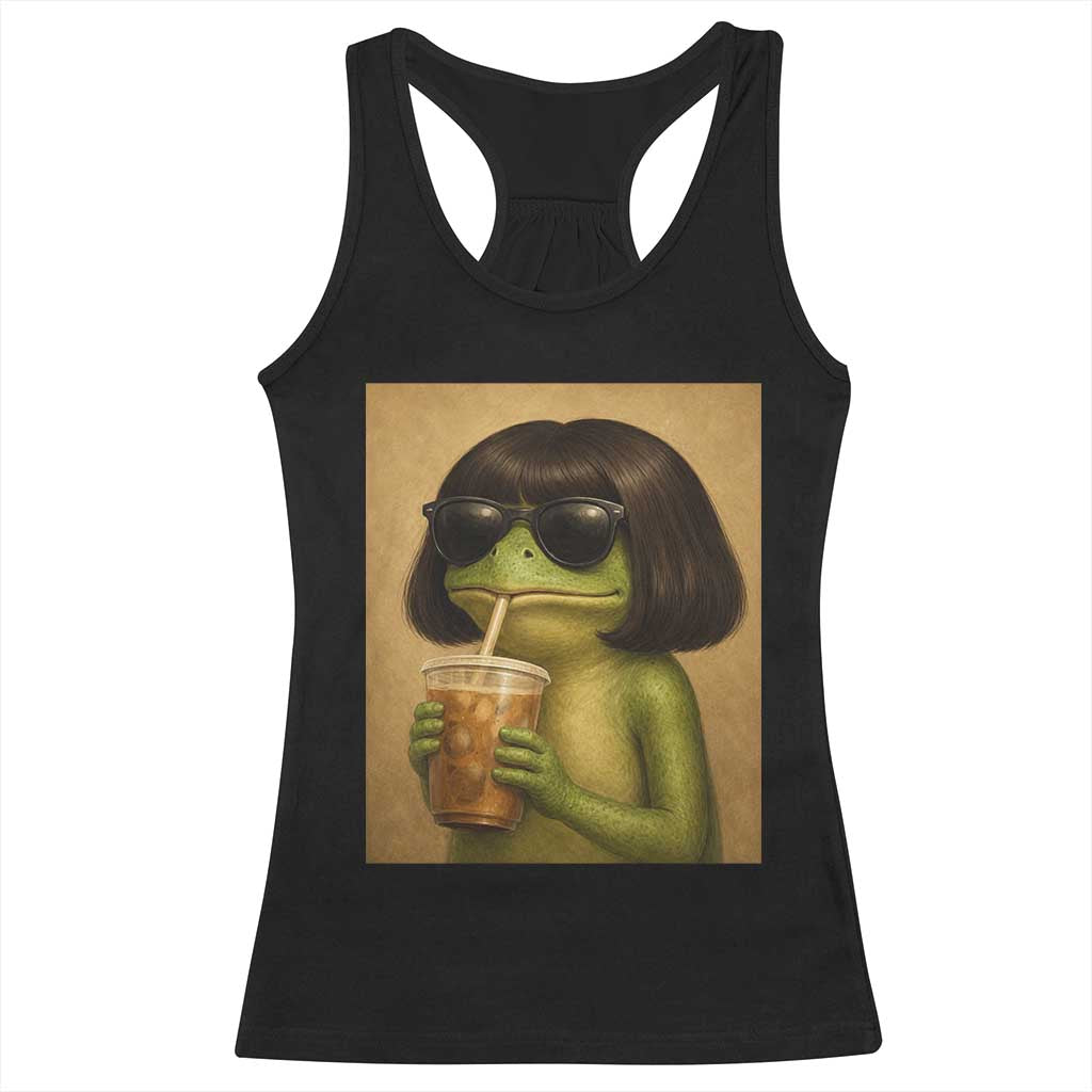 Funny Frog Bob Haircut Renaissance Painting Meme Racerback Tank Top