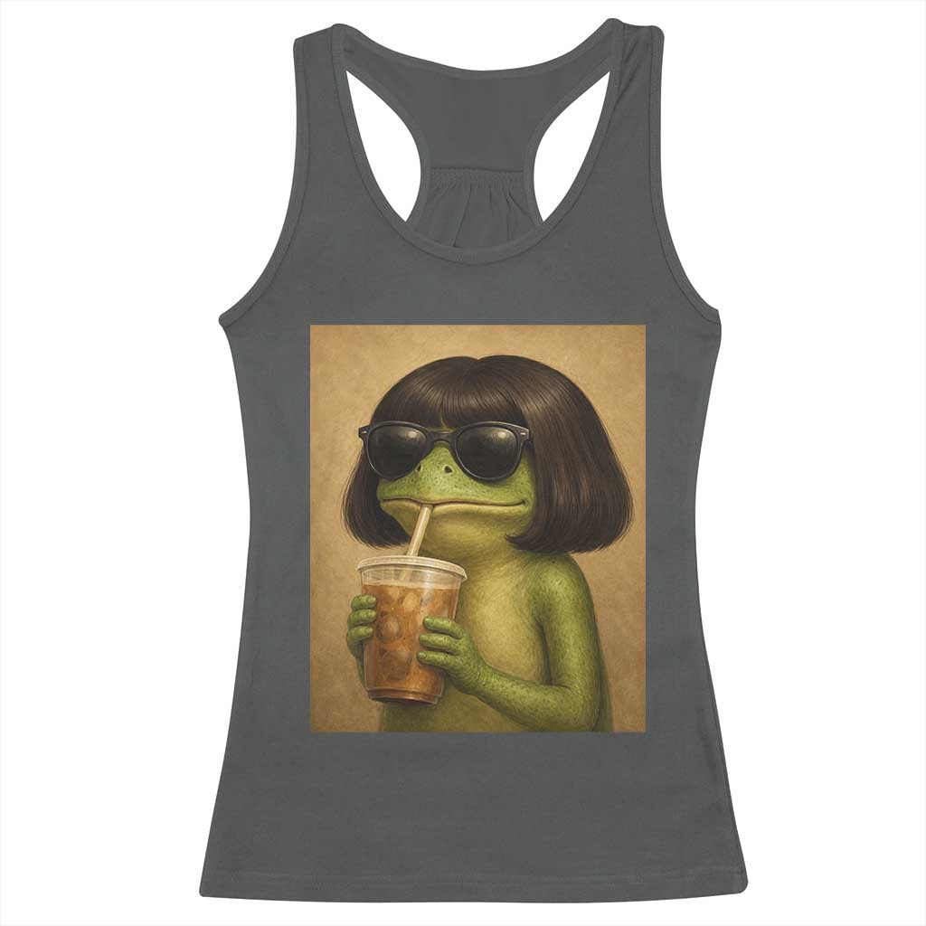 Funny Frog Bob Haircut Renaissance Painting Meme Racerback Tank Top