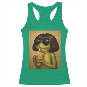Funny Frog Bob Haircut Renaissance Painting Meme Racerback Tank Top