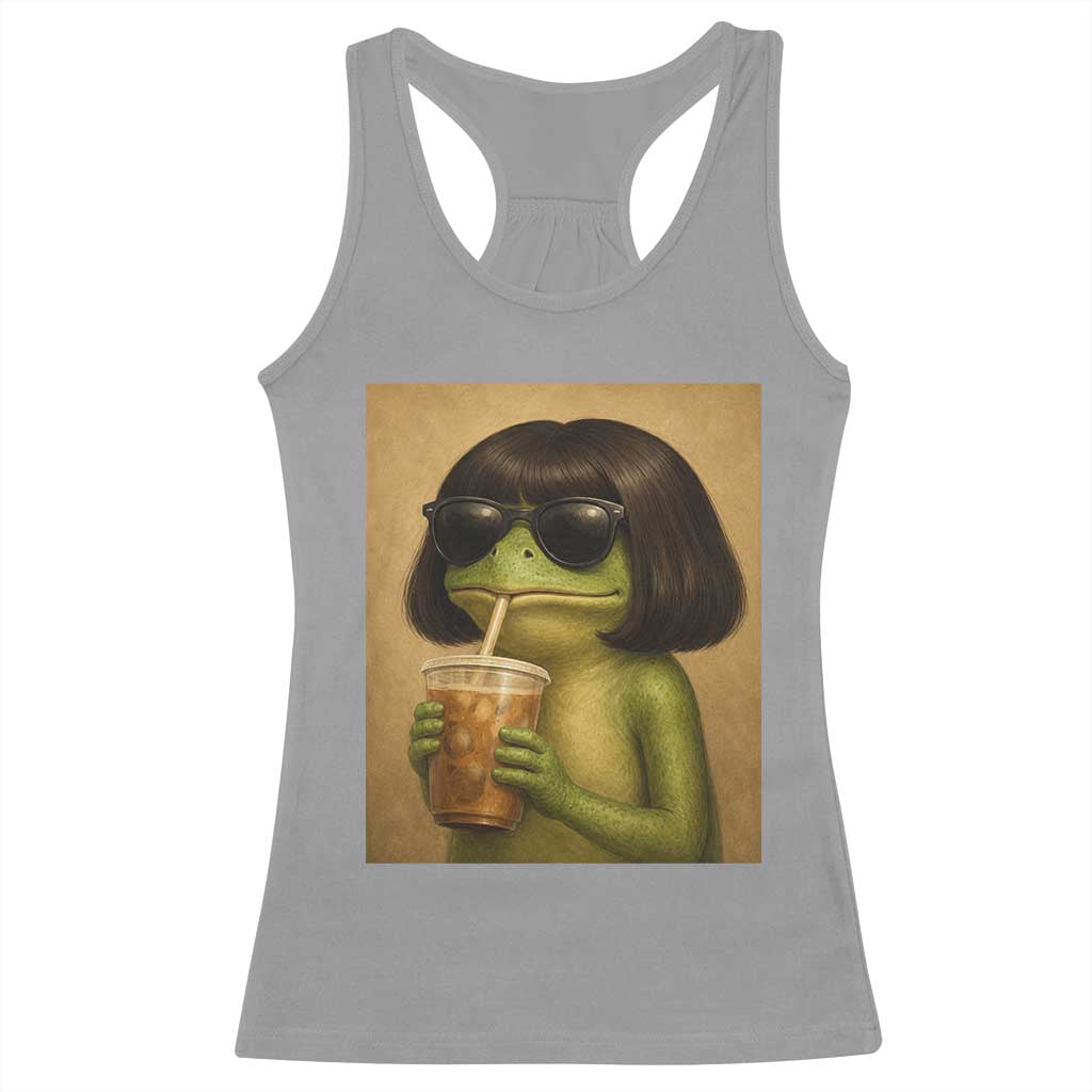 Funny Frog Bob Haircut Renaissance Painting Meme Racerback Tank Top