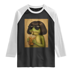 Funny Frog Bob Haircut Renaissance Painting Meme Raglan Shirt