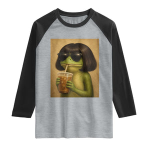 Funny Frog Bob Haircut Renaissance Painting Meme Raglan Shirt