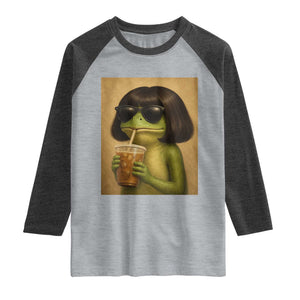 Funny Frog Bob Haircut Renaissance Painting Meme Raglan Shirt