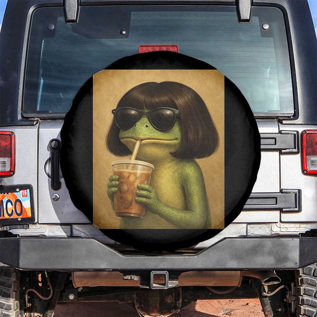 Funny Frog Bob Haircut Renaissance Painting Meme Spare Tire Cover TS02 No hole Black Print Your Wear