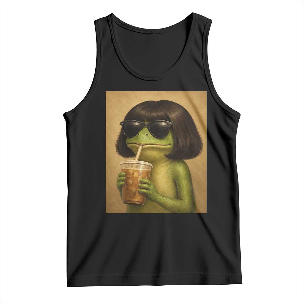 Funny Frog Bob Haircut Renaissance Painting Meme Tank Top TS02 Black Print Your Wear