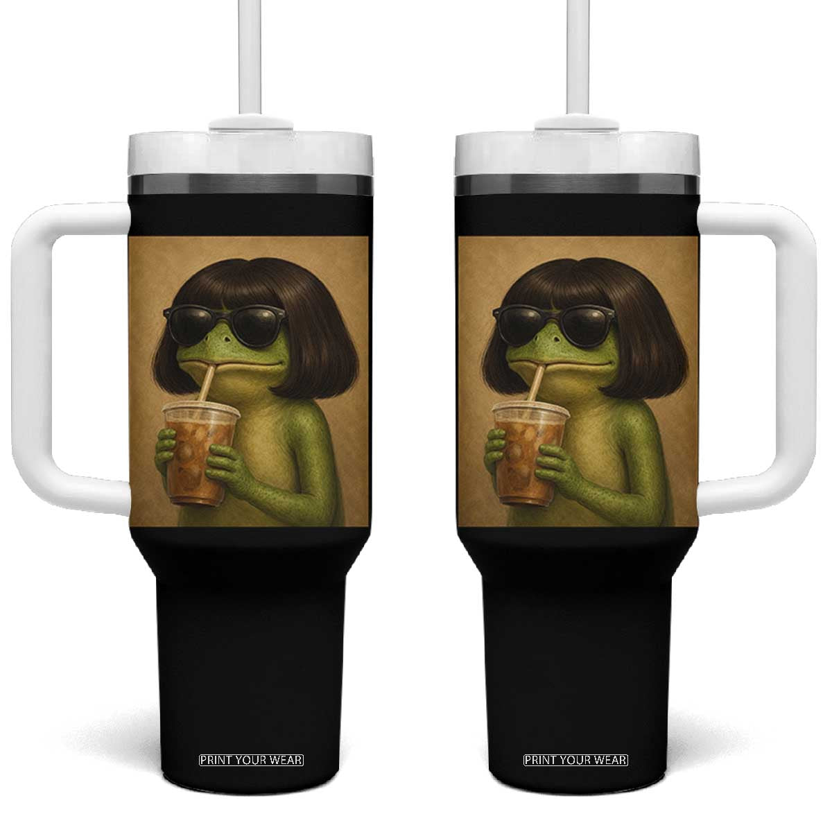 Funny Frog Bob Haircut Renaissance Painting Meme Tumbler With Handle