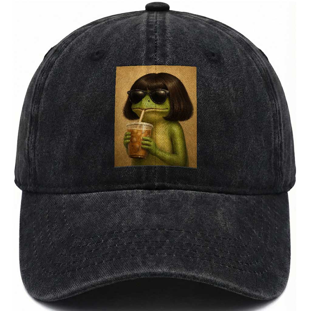 Funny Frog Bob Haircut Renaissance Painting Meme Washed Cotton Baseball Cap TS02 Print Your Wear