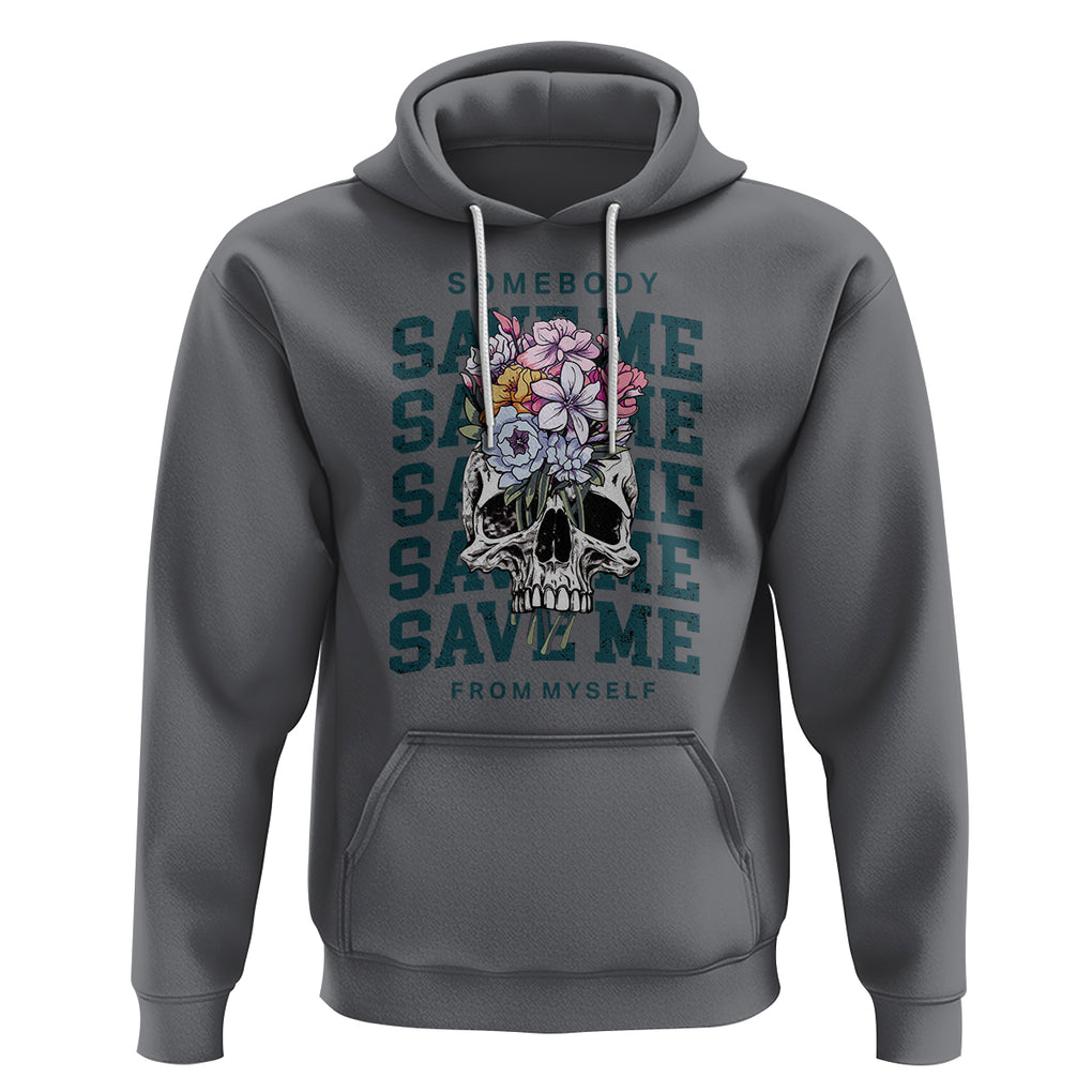 Retro Western Skull Hoodie Somebody Save Me From Myself Country Music TS02 Charcoal Printyourwear