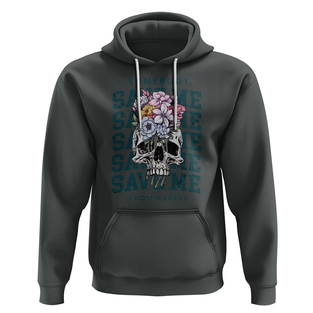 Retro Western Skull Hoodie Somebody Save Me From Myself Country Music TS02 Dark Heather Printyourwear