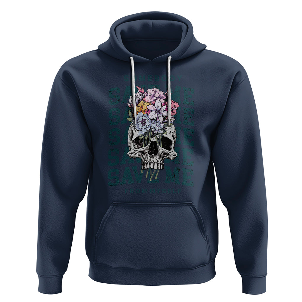 Retro Western Skull Hoodie Somebody Save Me From Myself Country Music TS02 Navy Printyourwear