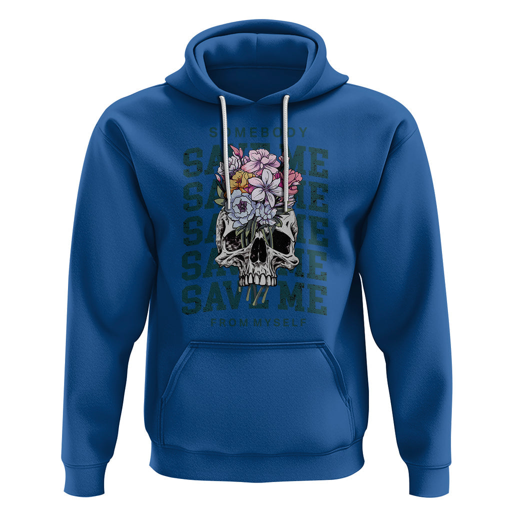 Retro Western Skull Hoodie Somebody Save Me From Myself Country Music TS02 Royal Blue Printyourwear