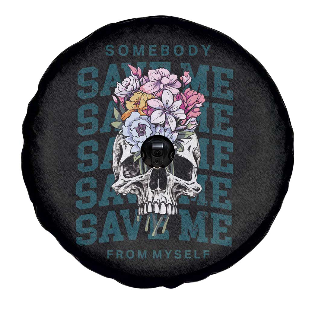 Retro Western Skull Spare Tire Cover Somebody Save Me From Myself Country Music TS02 Print Your Wear