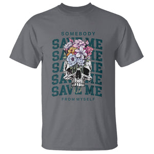 Retro Western Skull T Shirt Somebody Save Me From Myself Country Music TS02 Charcoal Printyourwear