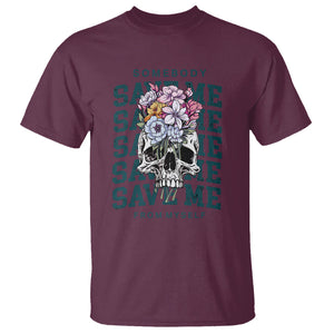 Retro Western Skull T Shirt Somebody Save Me From Myself Country Music TS02 Maroon Printyourwear