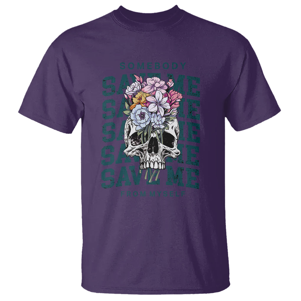 Retro Western Skull T Shirt Somebody Save Me From Myself Country Music TS02 Purple Printyourwear
