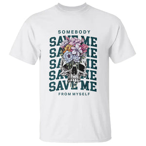 Retro Western Skull T Shirt Somebody Save Me From Myself Country Music TS02 White Printyourwear