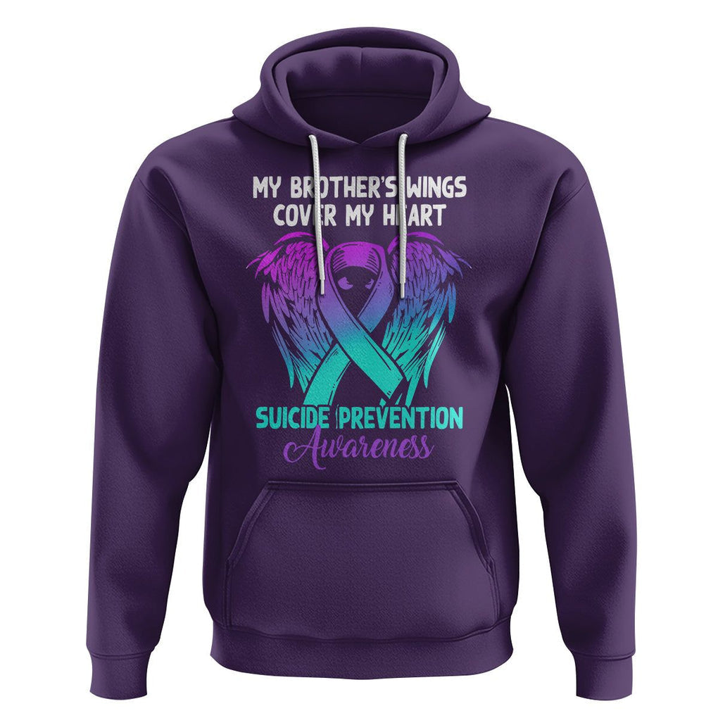 Suicide Prevention Awareness Hoodie Suicide Awareness Support My Brother's Wings Cover My Heart TS02 Purple Printyourwear