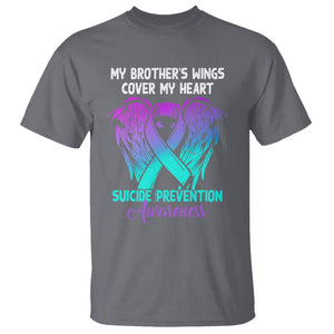 Suicide Prevention Awareness T Shirt Suicide Awareness Support My Brother's Wings Cover My Heart TS02 Charcoal Printyourwear