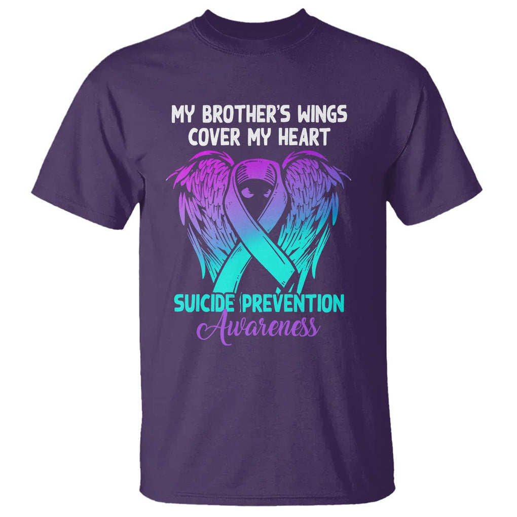 Suicide Prevention Awareness T Shirt Suicide Awareness Support My Brother's Wings Cover My Heart TS02 Purple Printyourwear