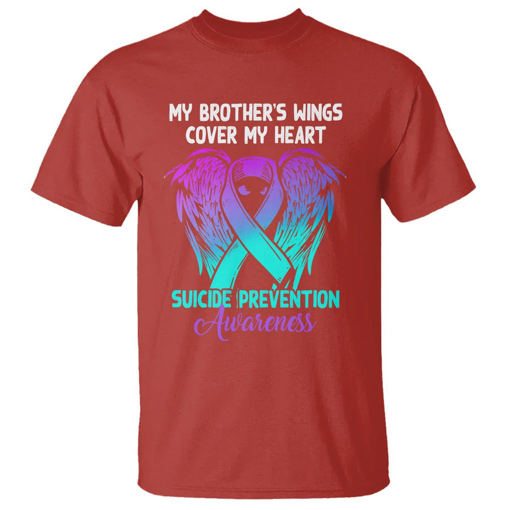 Suicide Prevention Awareness T Shirt Suicide Awareness Support My Brother's Wings Cover My Heart TS02 Red Printyourwear