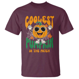 Fall Pumpkin T Shirt Coolest Pumpkin In The Patch Autumn Halloween Spooky Season TS02 Maroon Print Your Wear