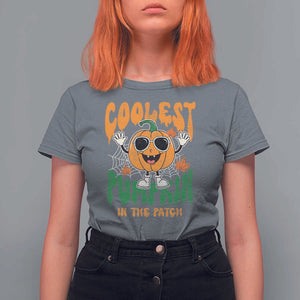 Fall Pumpkin T Shirt For Women Coolest Pumpkin In The Patch Autumn Halloween Spooky Season TS02 Charcoal Print Your Wear