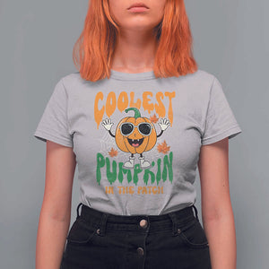 Fall Pumpkin T Shirt For Women Coolest Pumpkin In The Patch Autumn Halloween Spooky Season TS02 Ice Gray Print Your Wear