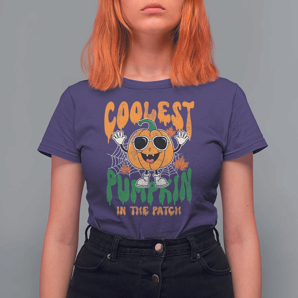 Fall Pumpkin T Shirt For Women Coolest Pumpkin In The Patch Autumn Halloween Spooky Season TS02 Purple Print Your Wear