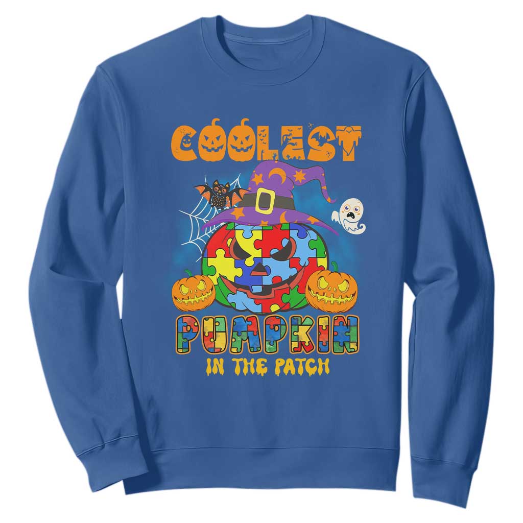 Autism Pumpkin Sweatshirt Coolest Pumpkin In The Patch Puzzle Piece Halloween TS02 Royal Blue Printyourwear