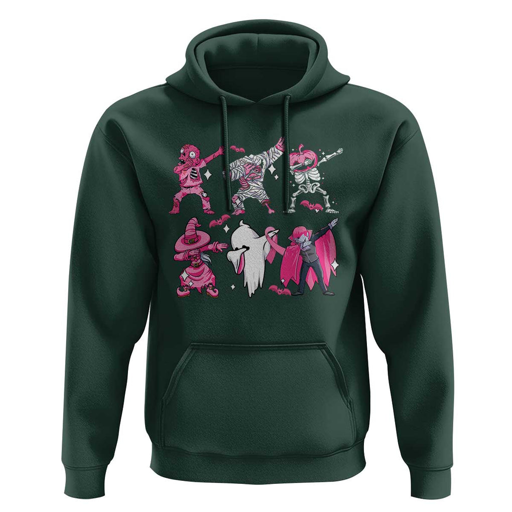 Halloween Breast Cancer Hoodie Dabbing Skeleton Zombie Pink Ribbon TS02 Dark Forest Green Print Your Wear