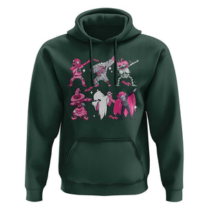 Halloween Breast Cancer Hoodie Dabbing Skeleton Zombie Pink Ribbon TS02 Dark Forest Green Print Your Wear