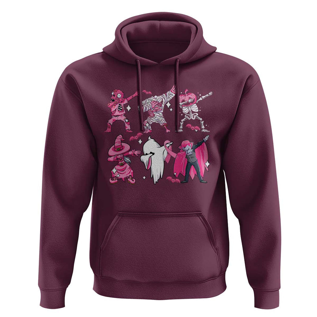 Halloween Breast Cancer Hoodie Dabbing Skeleton Zombie Pink Ribbon TS02 Maroon Print Your Wear