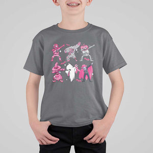 Halloween Breast Cancer T Shirt For Kid Dabbing Skeleton Zombie Pink Ribbon TS02 Charcoal Print Your Wear