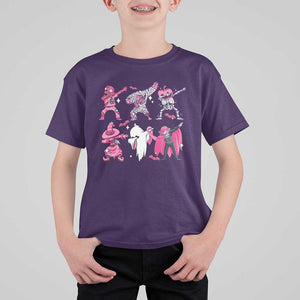 Halloween Breast Cancer T Shirt For Kid Dabbing Skeleton Zombie Pink Ribbon TS02 Purple Print Your Wear