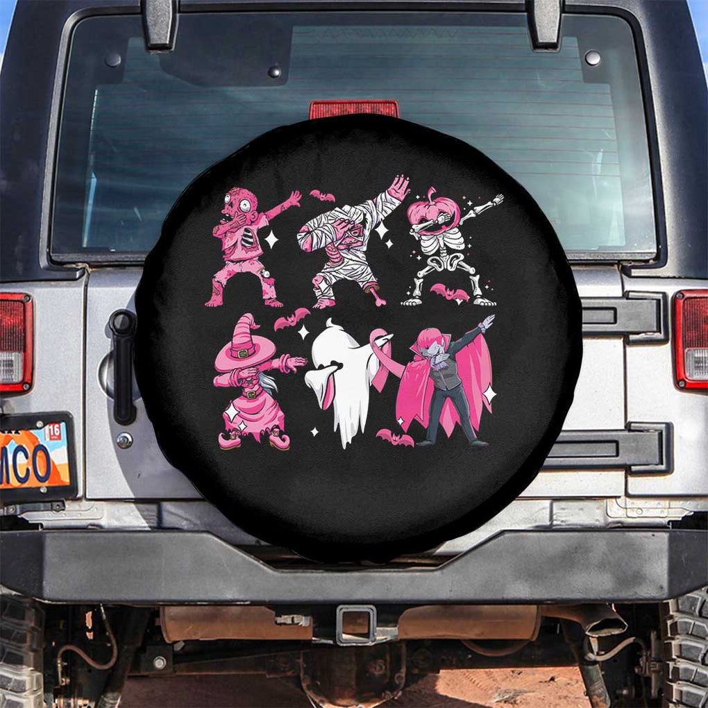 Pink Halloween Breast Cancer Spare Tire Cover Dabbing Skeleton Zombie TS02 No hole Black Print Your Wear
