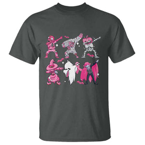 Halloween Breast Cancer T Shirt Dabbing Skeleton Zombie Pink Ribbon TS02 Dark Heather Print Your Wear