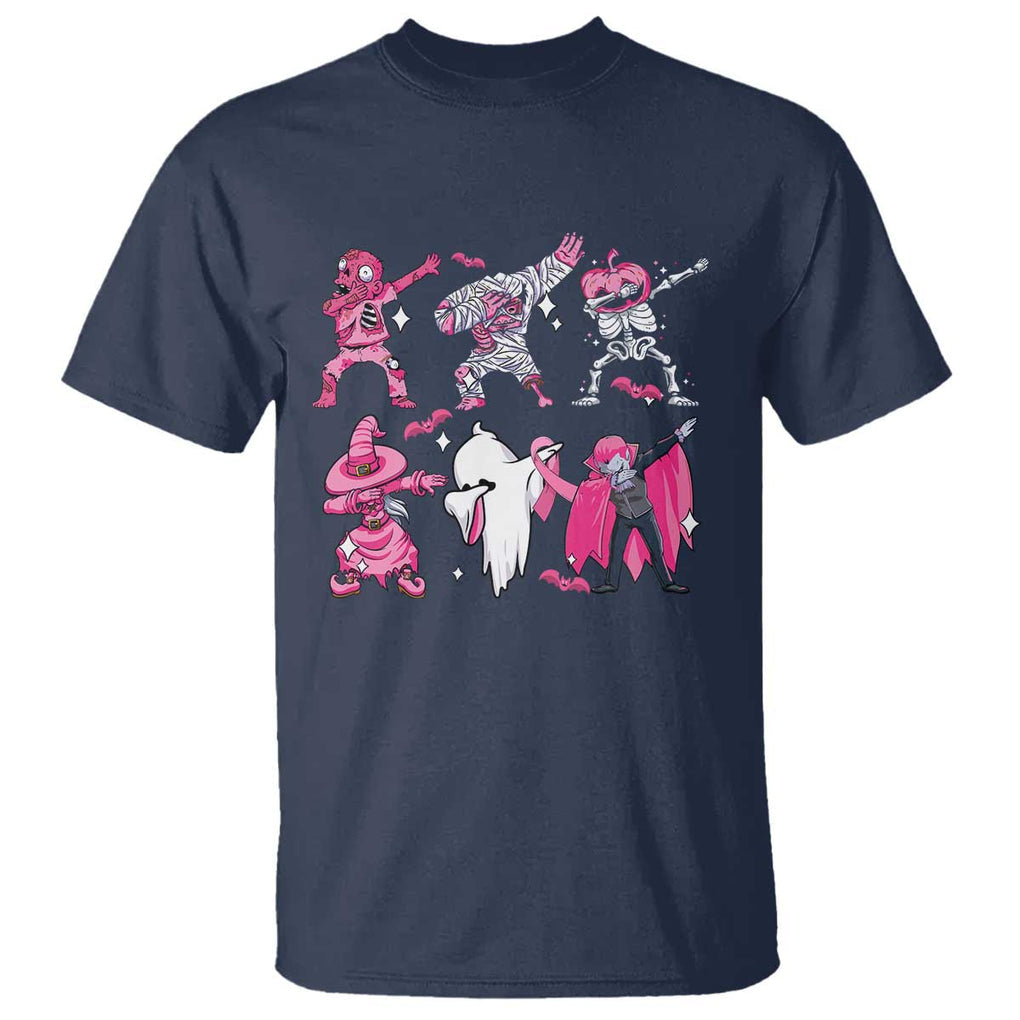 Halloween Breast Cancer T Shirt Dabbing Skeleton Zombie Pink Ribbon TS02 Navy Print Your Wear